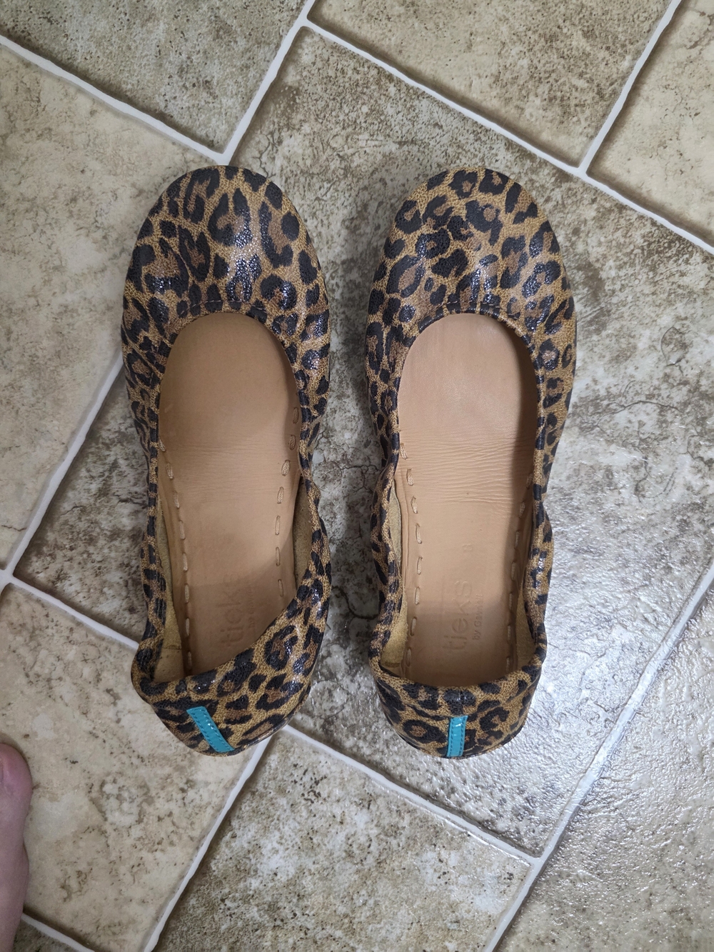 Tieks Leopard Print Ballet Flats in Tan and Black